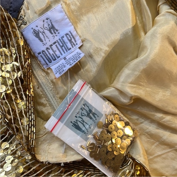 Vintage NWT Together Gold Sequin Sleeveless Mini Dress - Picture 4 of 10